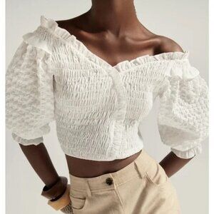 Zara White Off-Shoulder Crop Top